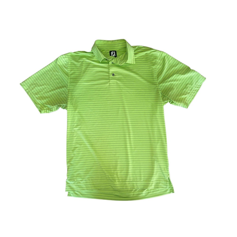 Foot Joy FJ Men’s Golf Athletic Performance Polo Shirt Size M Green Striped